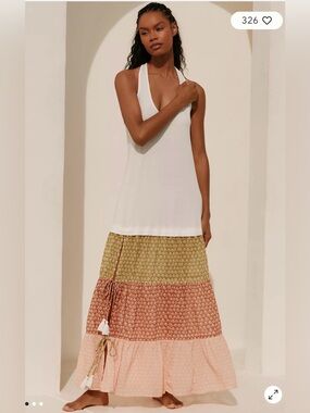 Anthropologie Celandine Sleeveless Scoop Neck Tiered Maxi Dress
